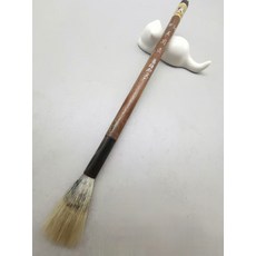 80年代 金標雙羊牌 仿古玉蘭蕊 細嫩光峰純羊毫紅木筆桿牛角頂毛筆, 1個, 參考詳情頁