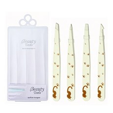 퓨어미즈키 홈 프리미엄 트위저 족집게 세트, 4개, 고양이발자국