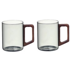 clever 유리 머그컵 450ml, 스모크 그레이, 2개