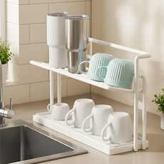 베리본 주방 물빠짐 컵 거치대 텀블러 건조대, 1개, 화이트