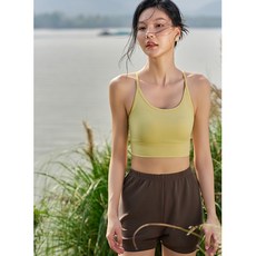 QUEEN YOGA萊卡後背抽皺細肩帶運動瑜伽背心(附胸墊) - 時尚健身美背款