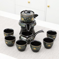 滿花石墨茶具 旋轉時來運轉套裝 複古陶瓷 功夫茶具, 自動茶具, 1個