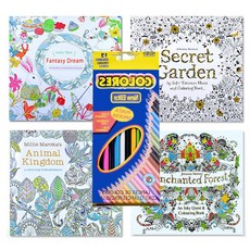 컬러링북1 4권+색연필 세트 취미 선물, 1개