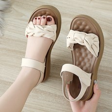 투니스 여성 캐주얼 나비매듭 쿠션 통굽 스트랩 샌들 3cm