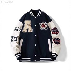 跨境外貿春秋季寬鬆字母刺繡棒球服夾克衫，男女同款潮流外套