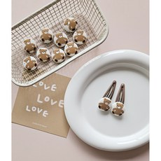 [자체제작](10개)22mm귀여운 곰돌이 싸개단추 장식 ; 헤어핀재료 머리핀부자재 의류리폼 단추달기 싸개단추