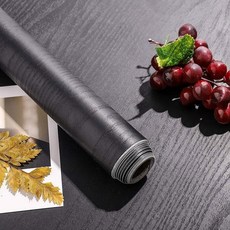55cm 비닐 방수 나뭇결 3D 스티커 옷장 찬장 테이블 옷장 가구 PVC 자기 접착제 벽지 홈 장식, Black Wood grain, 55x100CM, 1개