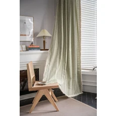 침실 거실용 보호 커튼 세미 블랙 아웃 프랑스 컨트리 리넨 자수 빈티지 시크 태슬 할로우 보헤미안 커튼