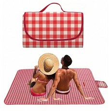 FashionLive 해변 담요 피크닉 매트 야외 피크닉 담요 엑스트라 라지 모래 방지 방수 휴대용 해변 의자 매트 성인 캠핑 하이킹 여행 공원 법률 잔디, 레드 블루 라인