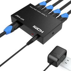 MTViKI HDMI 분배기 1입력 4출력 4K 30Hz 전원 공급 4개 모니터용 3D 및 HDCP 1.4 지원 미러링 전용 게임 콘솔 호환 어댑터 포함, 1x4