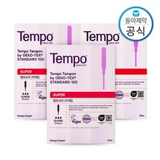 템포 삽입형 생리대 슈퍼, 20개입, 3개
