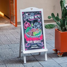 블랙보드 스탠드 디스플레이 매장 분필 안내판 카페 메뉴판 홍보 보드, 빈티지 중형 흰색 102x46cm