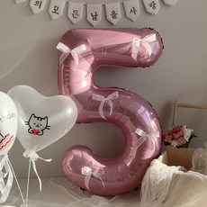 [DIY] 핑크 숫자 리본 풍선 생일 백일 첫돌 파티 졸업, 9, 1개