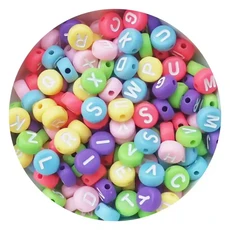 100/200/300/500Pcs 아크릴 혼합 편지 구슬 보석에 대 한 라운드 플랫 느슨한 스페이서 비즈 수 제 Diy 팔, 200PCS, 14 4x7mm-Random Mixed