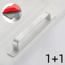라온샵 무타공 접착식 가구 서랍 문손잡이 다용도 부착형1+1, 실버, 2개