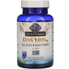 Garden of Life DHA Plus DPA檸檬味軟膠囊 1000mg, 1個, 30 件