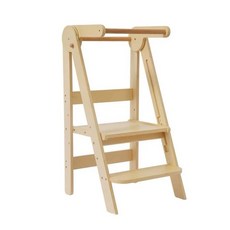臺灣出貨 梯凳 梯椅 增高凳 腳踏凳 學習塔 階梯椅 增高椅 兒童洗手椅 加厚款 可折疊 兒童洗漱腳凳寶寶洗手學習塔站扶, 原木款