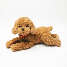 푸들인형 진짜같은강아지인형 진짜강아지인형 리얼강아지인형 귀여운, 암갈색개 목걸이, 35cm, 1개
