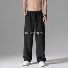 男款夏季寬鬆冰絲工作長褲