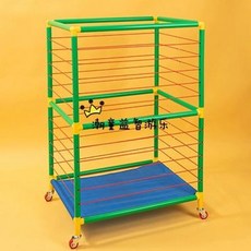 공 정리함 키즈카페 바퀴 탱탱볼 볼캐리어 정리 수납함, 1개, 기본형 이층 그린-바퀴