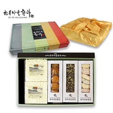 한옥마을한과 제수용품 4종 선물세트 / 약과 쌀산자 유과 강정 한과 간식 과자 보자기포장, 1개