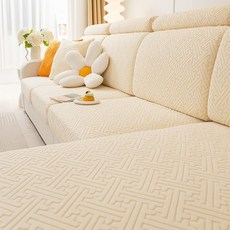 沙發套罩 四季通用 加厚彈力坐墊套, 格菱米白色,套餐三：1雙1貴, 格菱米白色, 套餐三
