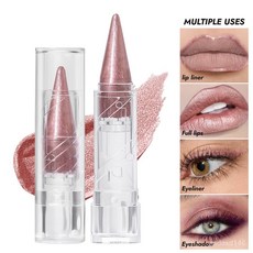 DR精選美妝平價店6色多功能口紅筆尖頭脣綫珠光滋潤小衆歐美亮閃二閤一高顔值, 1個, 5#,3g