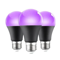 10W 보라색 전구 AC85-265 어두운 파티 용품 램프 블랙 라이트 바 형광 장식 E27 UV 395nm 분위기, 01 3PCS BLACK