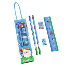 學生HB鉛筆削鉛筆機尺文具禮盒, 1套, 綿羊-文具組, 藍色