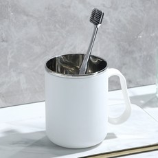 不鏽鋼漱口杯 350ml, 45度款 - 白色, 1個