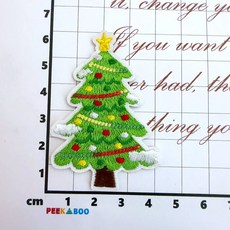 皮卡布 聖誕樹 刺繡布貼 聖誕節, 1個, 2號,熱熔膠款