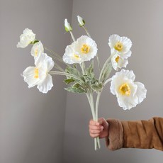 일반 칼라 조화 리얼감 인공꽃 홈장식, 흰색, 3개 흰색, 3개