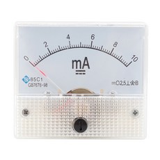 shangren 회로 테스트용 아날로그 전류 패널 미터 DC 전류계 암페어 테스터 게이지 선택할 다중 측정 범위, 64x63x56mm, 다른, 0-10MA, 1개