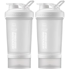 프로쉐이커 락앤락 쉐이크 보틀 600ml + 컨테이너 140ml, 매트화이트, 2개