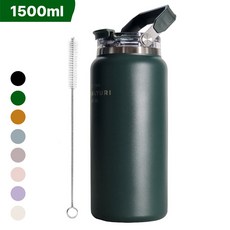 카에로 대용량 텀블러 1.5리터 1.2리터 보냉 보온 밀폐 여름 헬스 물통, 1개, 1.5L, 딥그린