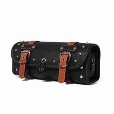 오토바이 사이드백 가방 스쿠터 수제 라이딩 사이드박스, Q004 블랙 브라운 잠금장치 포함