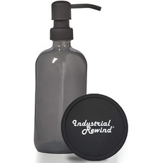 블랙 펌프와 미끄럼 방지 컵받침이 있는 그레이 비누 디스펜서 반투명 스모키 그레이 473.2ml 유리병, 블랙 펌프스