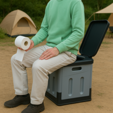 코메로 캠핑용 휴대 변기 위생 패키지 간이화장실, 1개, 그레이