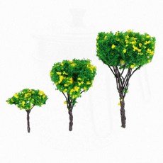 건축 미니어처 꽃나무모형 디오라마 노랑꽃 조경수 꾸미기 소품, H=65mm