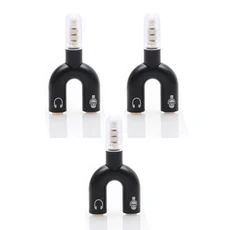 3.5mm 헤드폰 분배기 마이크 어댑터 U 자형 스테레오 3.5mm1-2 오디오 분배기 어댑터 PS4 PC 노트북 이어, 01 3 PCS  splitter