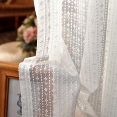 커튼 쉬폰스타일 감성커튼 프라이버시 흰색 수 놓은 Voile 침실 용 창 거실 Sheer tulle 블라인드 맞춤형