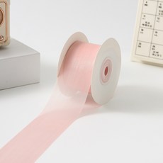올리브파티 밀키 실크 오간디 리본 4cm 20야드 18M 청첩장 선물포장, 2개, 라이트핑크