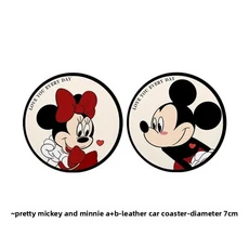미키 마우스 자동차 컵홀더 장식 논슬립 매트 만화 애니메이션 미끄럼 방지 인서트 코스터 패드 인테리어, 02 a-2pcs