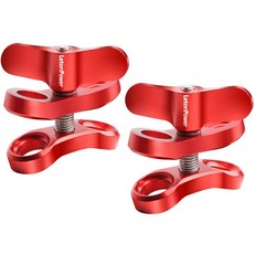 LETONPOWER 2홀 2.5CM(1인치) 알루미늄 수중 카메라 마운트 (2팩) 브래킷 볼 및 라이트 사진 암 /비디오 그래피 다이빙 - 클램프 트레이용 스쿠버, Double Holes, 블루.