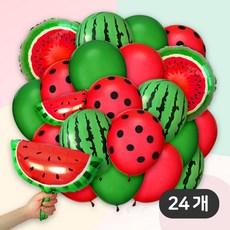 [파티지] 수박풍선 세트 / 풍선장식 과일 여름 수박 풍선, Se_02_조각 수박 라텍스풍선세트_24개입 Se_02_조각 수박 라텍스풍선세트_24개입
