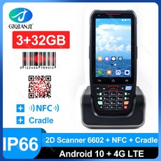 견고한 PDA 휴대용 단말기 2D 바코드 스캐너 와이파이 블루투스 4G 데이터 수집기 장치 NFC 크래들 충전 옵션 안드로이드 10, AU, 2D Charge NFC