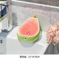 芭樂造型陶瓷肥皂盒 瀝水洗漱置物皂碟, 1個, 芭樂肥皂盒, N/A