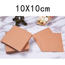 臺灣熱銷加厚牛皮紙留言卡片組，圓角空白小卡，DIY手作卡片、單字學習卡適用, 牛皮紙10X10厘米 100張, 1個