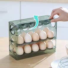 유통피아 자동 오픈 계란 트레이 30구 한판 보관함, 반투명그린, 1개