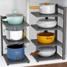 존글로벌 육각퀄팅 높이조절 후라이팬 거치대, 2단, 그레이, 1개